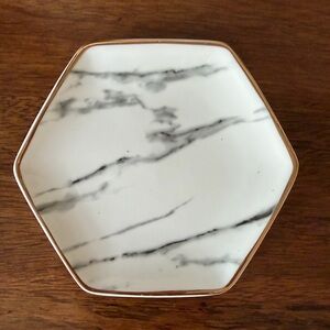 Pier 1 Hexagonal Marble Pattern Ring Trinket Tray Plate
